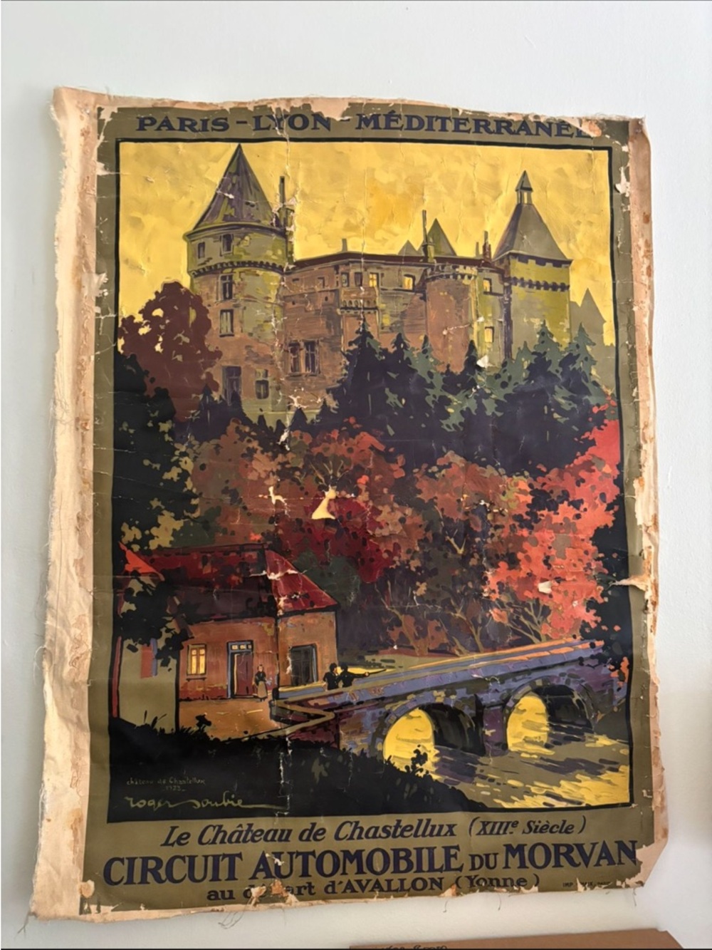 French Vintage lithograph- artist Roger Soubie  - Le Château de Chastellux -